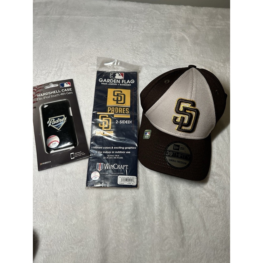 New Era San Diego Padres 39THIRTY Baseball Cap Small Medium Brown Gold‎